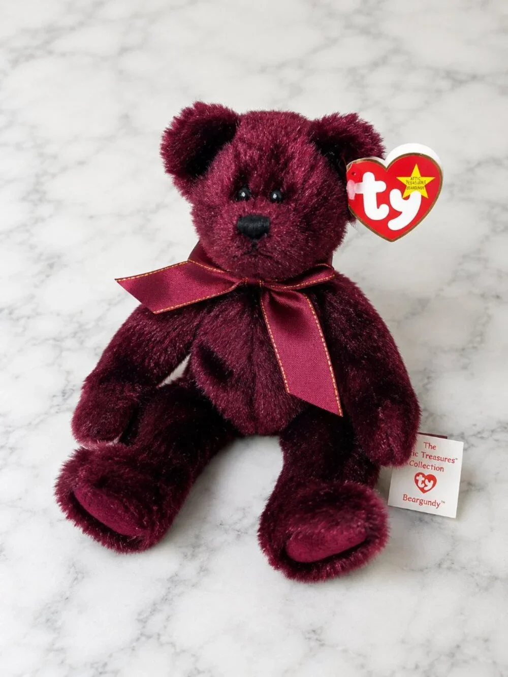 TY Attic Treasures Beargundy Burgundy Teddy Bear Plush Vintage 1993 With Tags